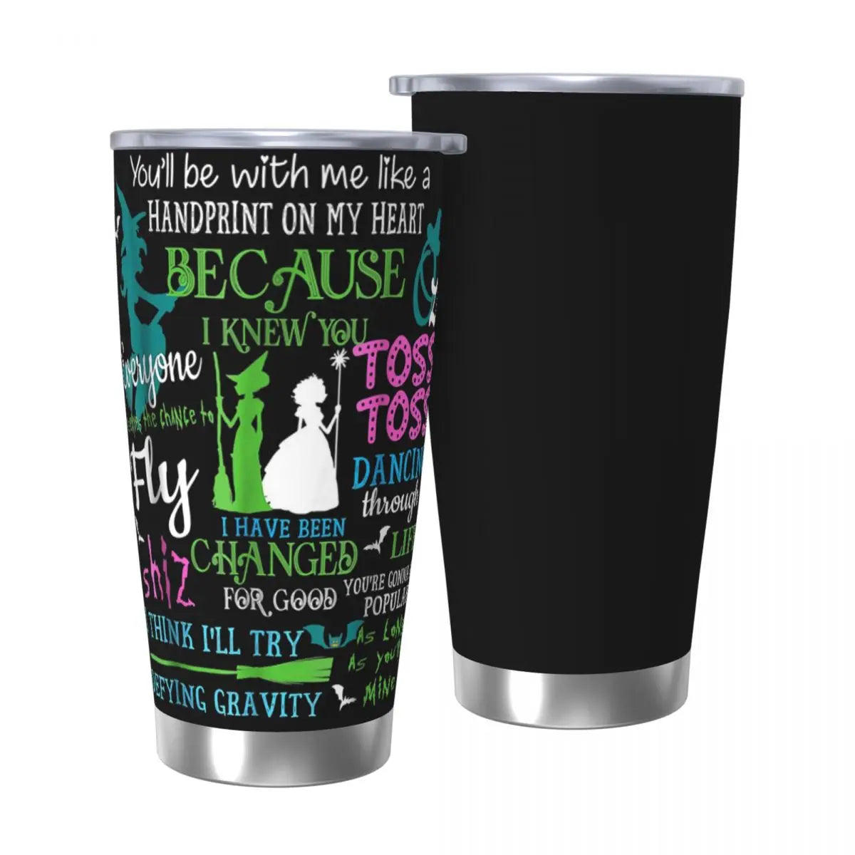 Halloween Wicked Musical Stainless Steel Tumbler Vacuum Insulated Mugs Thermal Cold Bottle Straw With Lid 20oz