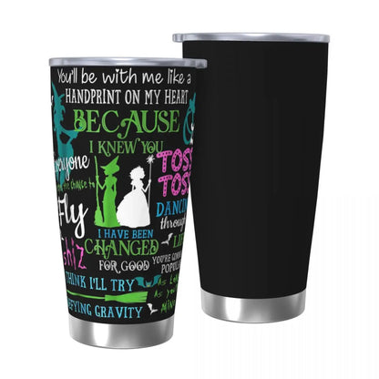 Halloween Wicked Musical Stainless Steel Tumbler Vacuum Insulated Mugs Thermal Cold Bottle Straw With Lid 20oz