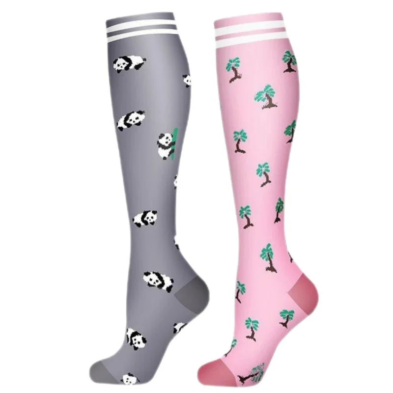 2Pairs New Cat Compression Socks Knee High 20-30 Mmhg Fit Medical Edema Diabetes Varicose Veins Running Compression Sports Socks