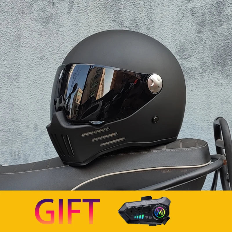 Retro motorcycle helmet Casco cruising motorcycle rider modular helmet full helmet with Bluetooth earphones included ORZ-728