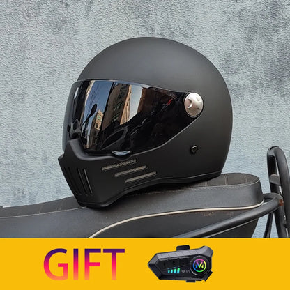 Retro motorcycle helmet Casco cruising motorcycle rider modular helmet full helmet with Bluetooth earphones included ORZ-728