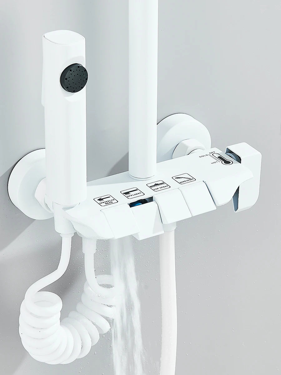 4-way Piano Shower System With Rain Shower Bidet Faucet Hot Cold Water Mixer For Bathroom Shower Kit