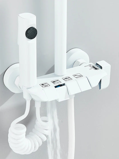 4-way Piano Shower System With Rain Shower Bidet Faucet Hot Cold Water Mixer For Bathroom Shower Kit
