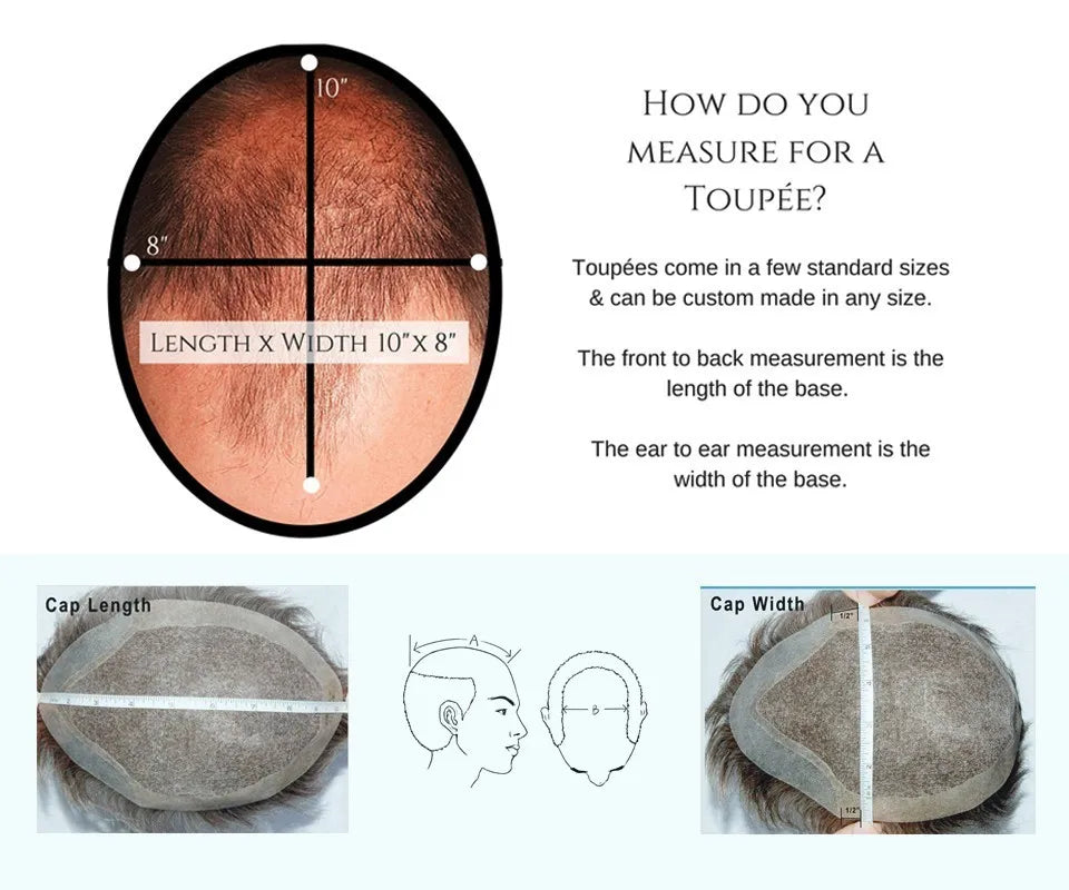 Natural Hairline 1B65 Grey Old Man 100% Human Hair Wigs System Prosthesis Super Durable 0.1mm Strong PU Base Men Silicon Toupee