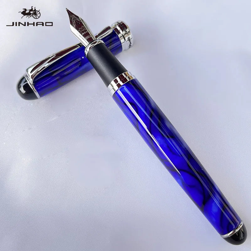 1 PCS Jinhao X750 Fountain Pen Set Medium Nib With Ink Converter Silver Trim Fancy gift calligraphy writing pen