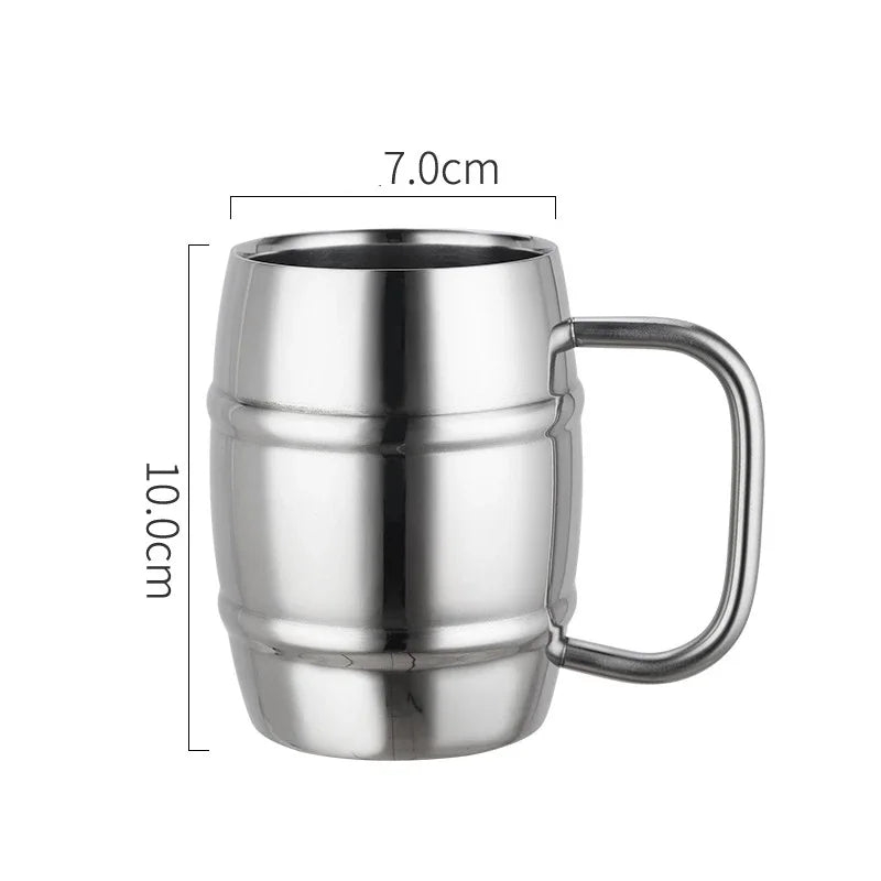 Hot Sale Double Wall Stainless Steel Beer Mug Portable Coffee Tea Cups Travel Tumbler Office Use Water Cup with Handle Drinkware