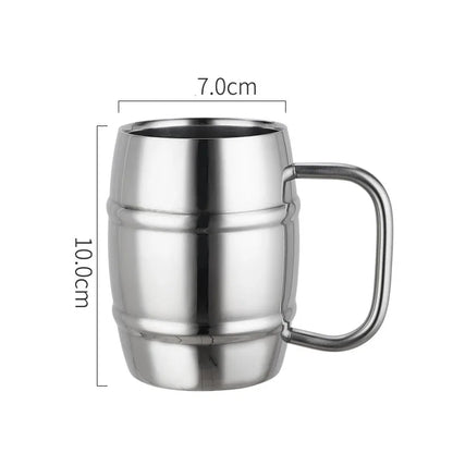 Hot Sale Double Wall Stainless Steel Beer Mug Portable Coffee Tea Cups Travel Tumbler Office Use Water Cup with Handle Drinkware