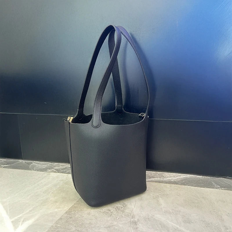 Mendy Large Women's Bag Vintage Leather Bucket Bag 26CM Tote Hobo Bag for Women Soft Leather Underarm Shoulder Purse Handbag New