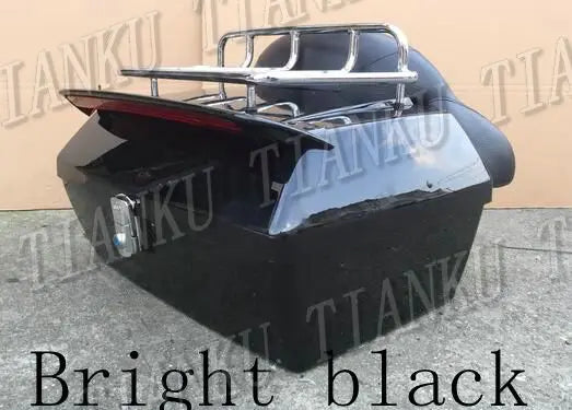 Black Trunk Tail Box Luggage Backrest For Honda Yamaha Suzuki Kawasaki Lifan Indian Bobber Custom Chopper Cruisers Street Bike