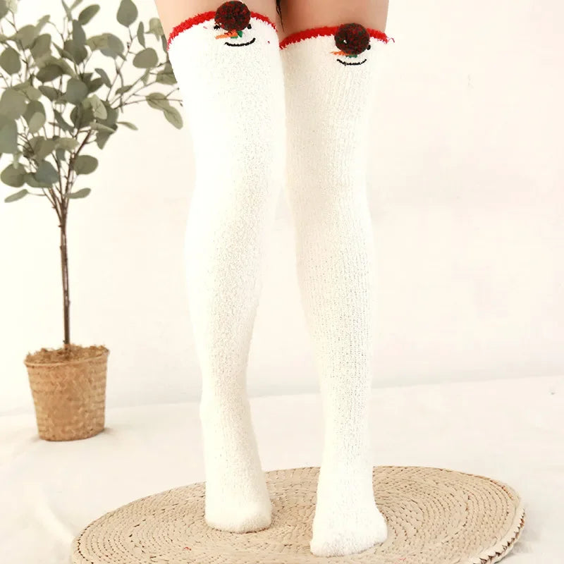 Snug Fleece Over Knee Socks Plush Cozy Winter Fall Sweet Long Female Hosiery Soft Fuzzy Leg Covers Floor Wear2024 New Bulk Deal