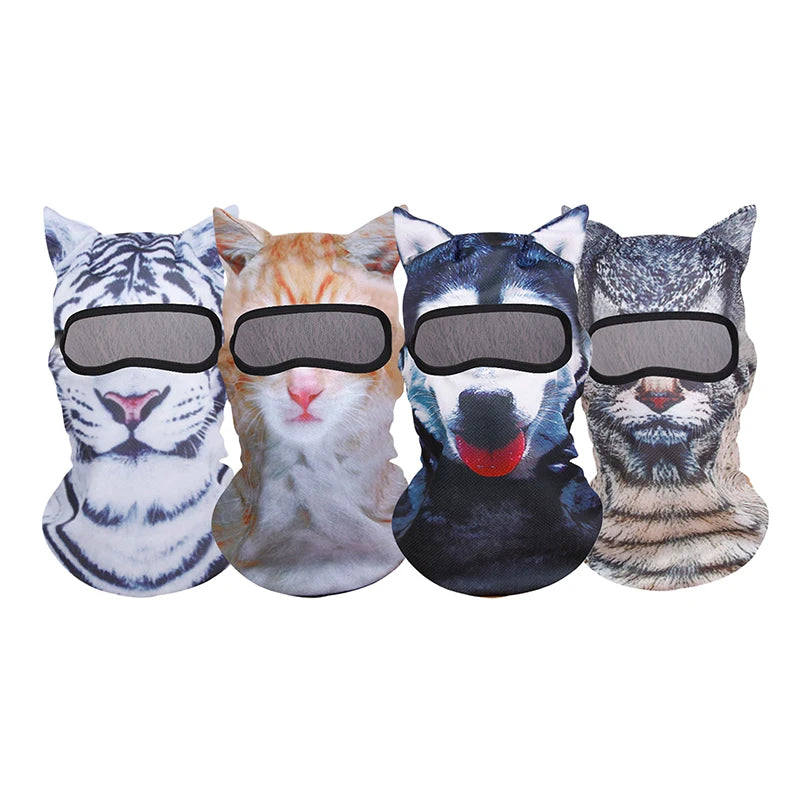 3D Cat Ski BalaclavaAnimal Face Covering Full Face Hood Masque Cute AnimalBalaclava Motorcycle Motocross Ski Snowboard Hat