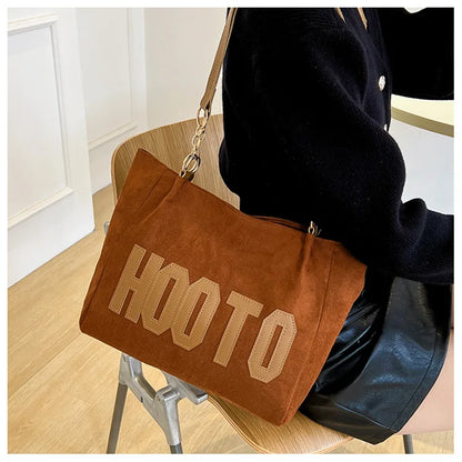 Solid Color Shoulder Bag, Trendy Letters Tote Bag, Canvas Campus Handbag for Women, Office,College,Work,Travel Hand Bags Bolsa