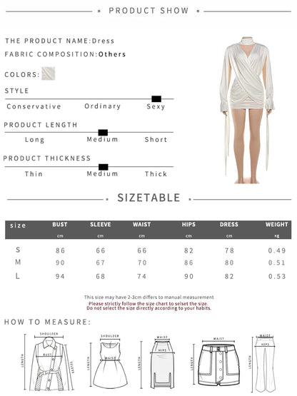 Sisterlinda Cross Waistless Dress Women Y2K High Neck Bandage Tassel Slit Long Sleeve Backless Folds Sexy Midnight Party Bodycon