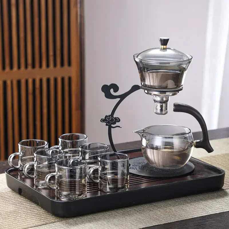 Handmade Iron Glass Tea Set Home Tea Magnet Semi-automatic Tea Machine Office Guest Set