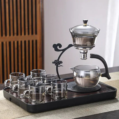 Handmade Iron Glass Tea Set Home Tea Magnet Semi-automatic Tea Machine Office Guest Set