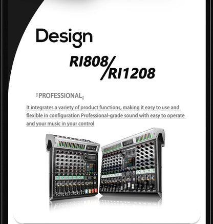FUHAM RI808/1208 Professional 8/12 Channel 99DSP Mixer 48V Phantom Power USB Recording Studio Karaoke Bluetooth DJ Console Mixer