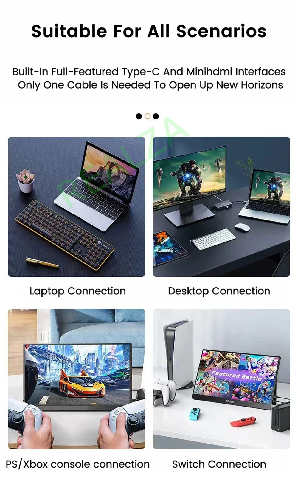 AHXJKA Portable Monitors 21.5/23.8/24.5 Inch 100sRGB Gaming phone Mobile Laptop Extender Second Screen For Steaam/PS4/5/TV/XBox