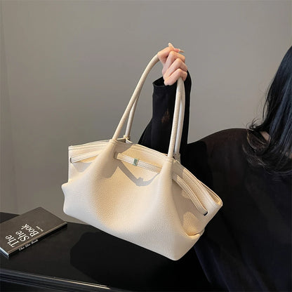 MOODS Lychee Pattern Underarm Shoulder Bags For Women Soft PU Leather Large Capacity Mini Tote Bag 2025 Luxury Designer Handbags