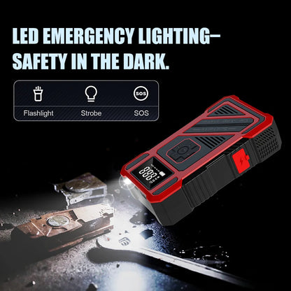 Portable 150PSI air pump, emergency car jump starter, power bank, LED lighting, air compressor,car starter suitable for all cars
