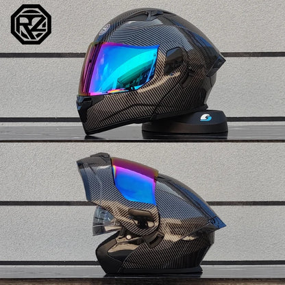 ORZ Personalised Motorcycle Full Face Helmet Men Women Fashion Dual Lens Helmets Motocross Racing Modular Flip Up Casco Moto