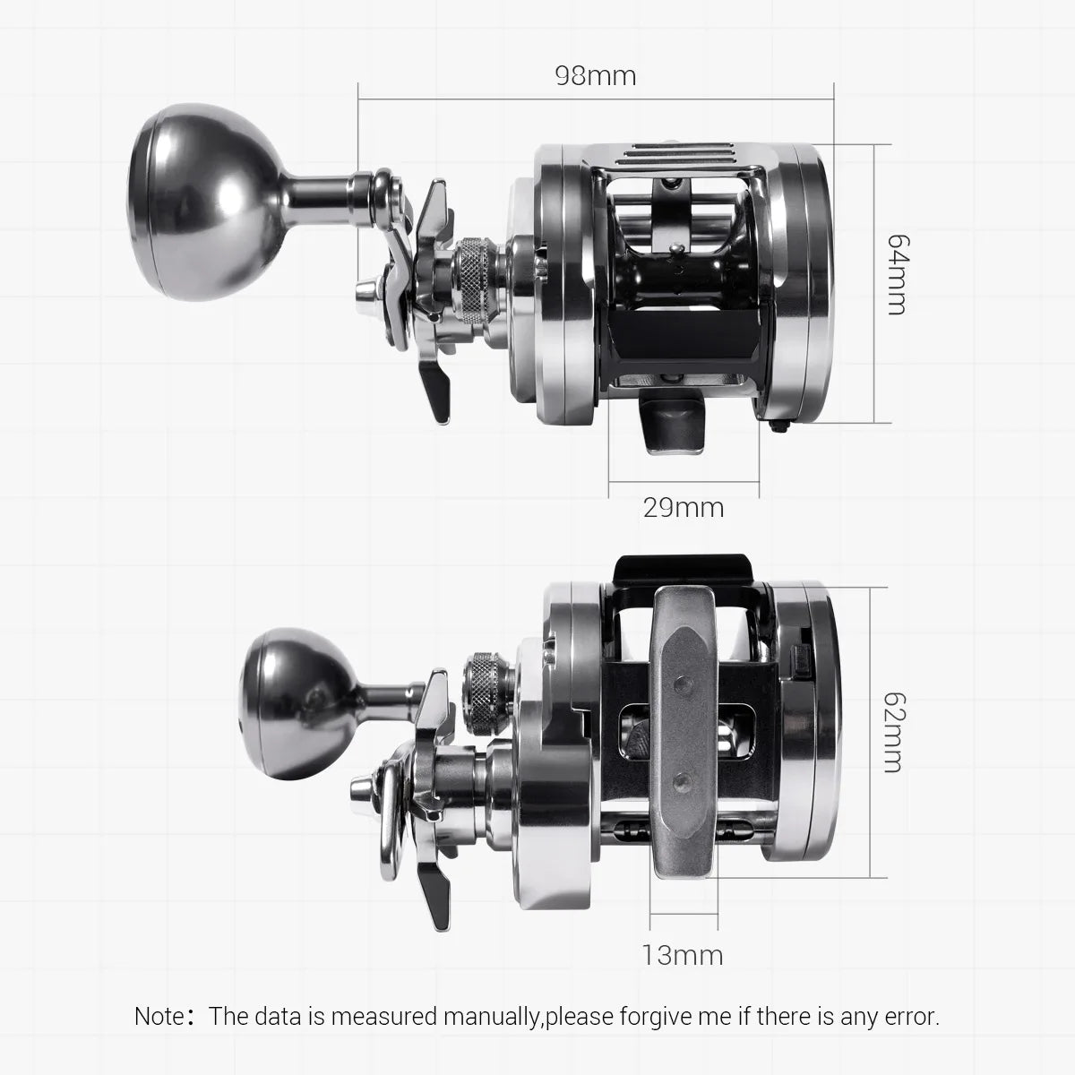 Noeby-Light Metal Jigging Reel, 12kg Max Drag,Star Drag, Slow Jigging Reel, Ocean Sea Baitcasting Reel,383G, Gear Ratio 6.5:1