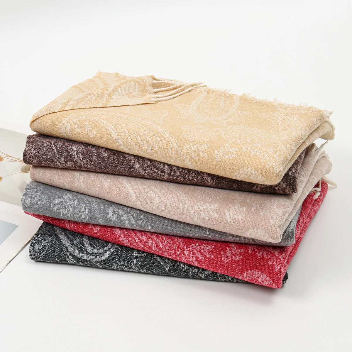 Autumn New Hot-selling Imitation Cashmere Cashew Fringed Scarf Women's Versatile Fashion Thickened Outer Warm Office Shawl