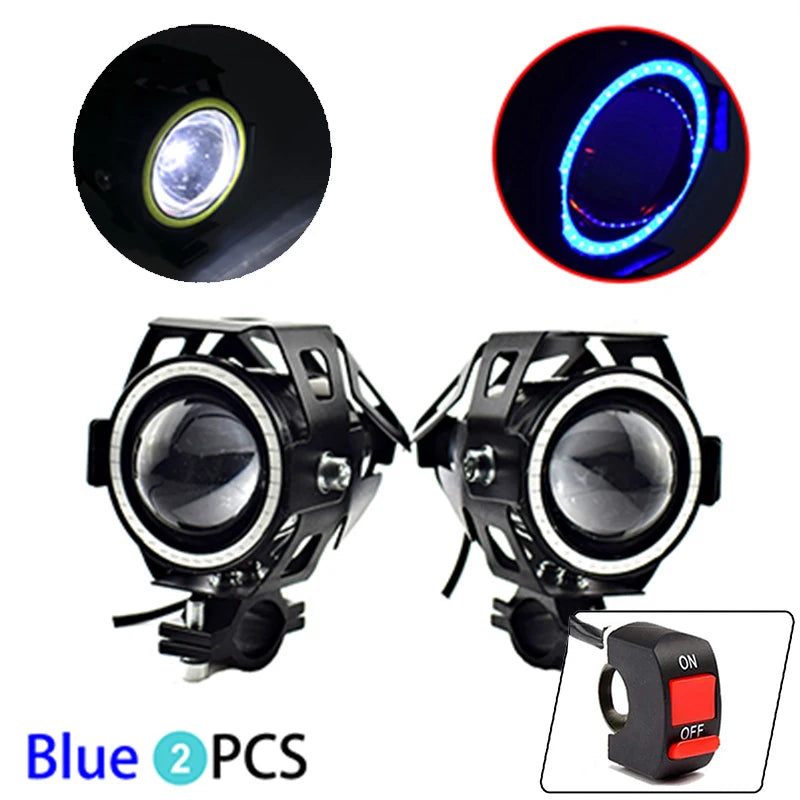 125W U7 LED Auxiliary Motorcycle Angel Eyes Headlight Explorers DRL Spotlights Bright LED Bicycle Lamp Accessories Foggers