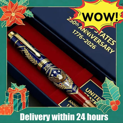 250th Anniversary Pen 1776-2026 Commemorative Patriotic Engraved Gel Pen for Patriot History Enthusiast Works Daily Use