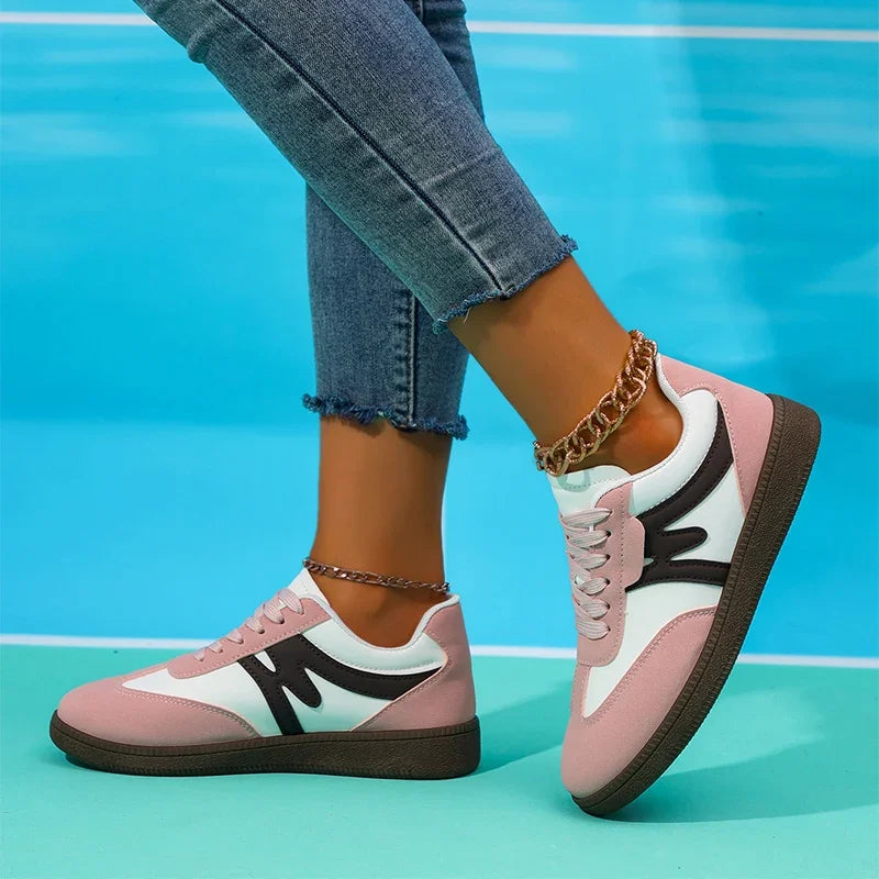 Comfort Flat Heel Non Slip Sneakers Women 2025 Autumn Mix Color Lace Up Sports Shoes Woman's Breathable Soft Sole Running Shoes