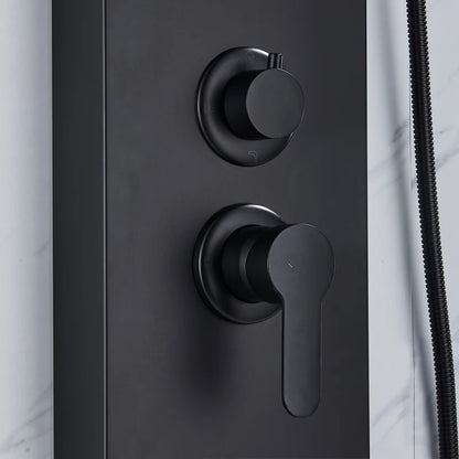 Black LED Shower Panel Tower System Rain Waterfall Shower Column Hydroelectricity Massage Body Spa Bath Shower Faucet Mixer