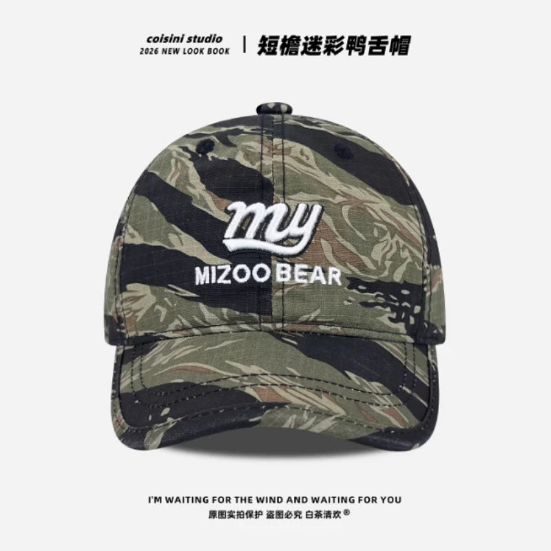 American Camouflage Short-brimmed Baseball Caps Spring and Autumn Men and Women Outdoor Sunshade Letter Embroidered Sports Hat