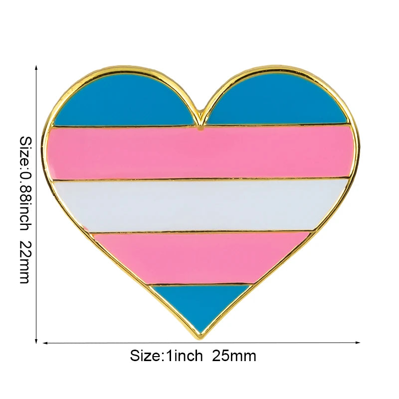 10pcs a lot Rainbow Pride Heart Shaped  Badge Symbol Pin Metal Badges Decorative Brooch Pins for Clothes Brooch Jewelry