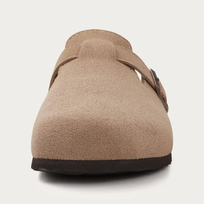 Kidmi New Cow Suede Women's Potato Shoes With Adjustable Strap Cork Insole Mules Outdoor Unisex Clogs Slippers With Arch Support