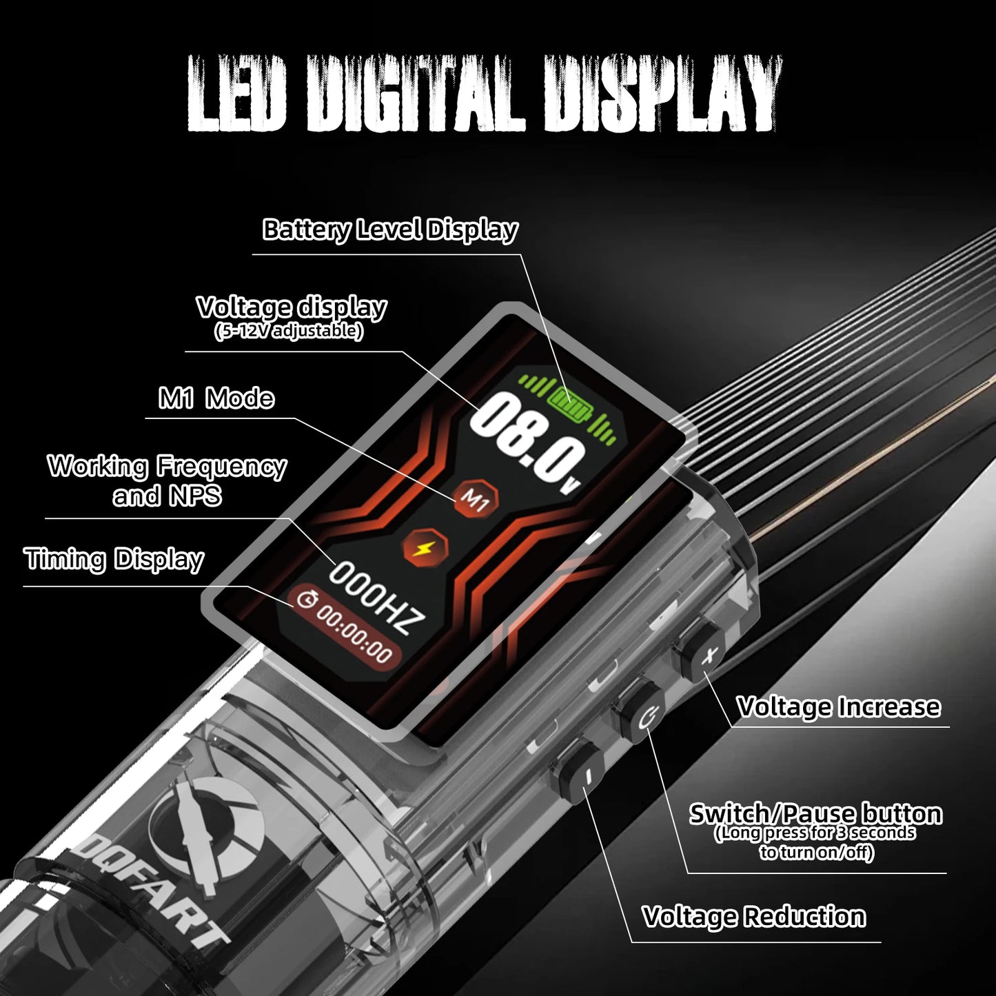 DQFART Wireless Tattoo Pen Tattoo kit 6 Hours Battery Life Tattoo Machine for Pro Body Artist Tattoo Supplies Tattoo Accessories