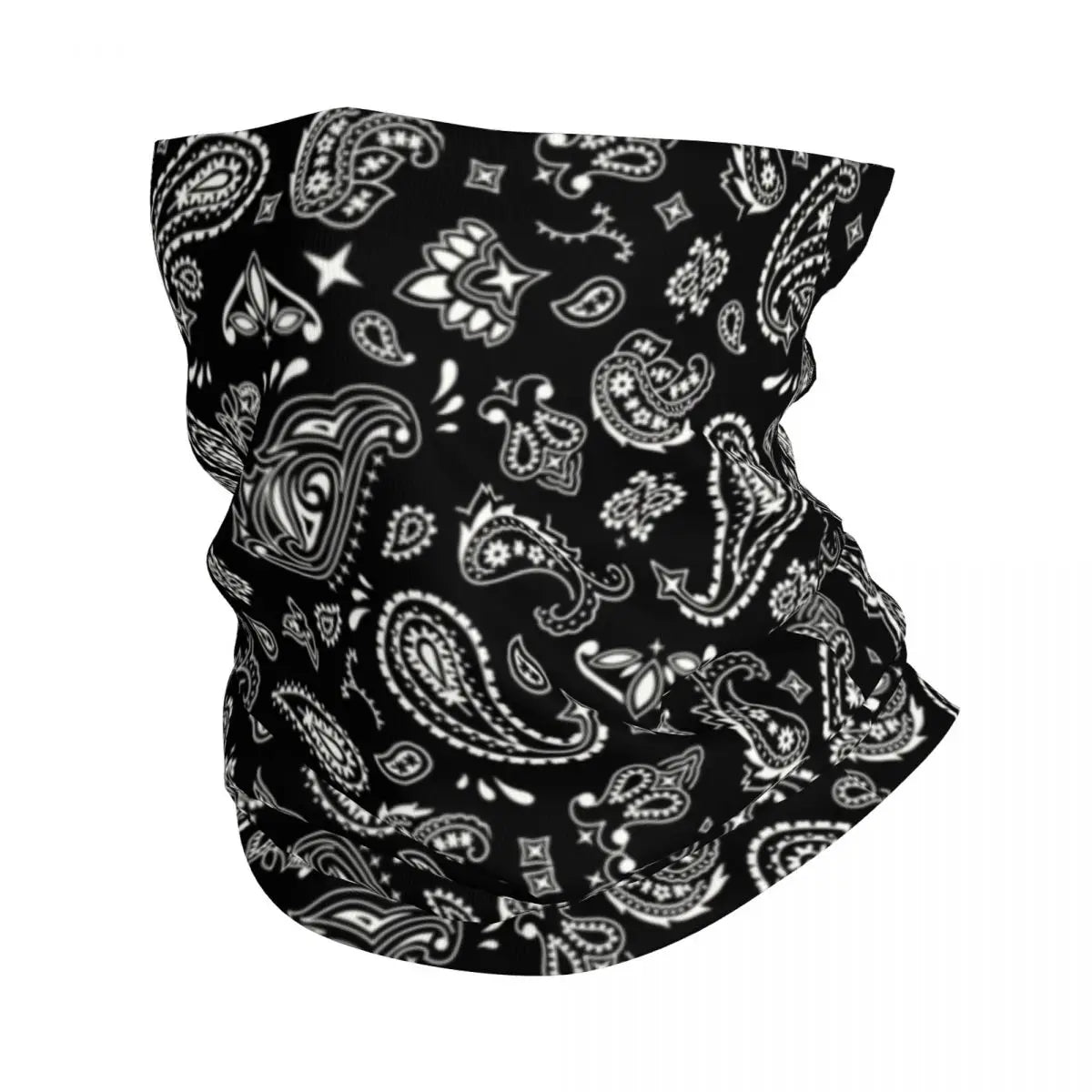 Custom Black Bandana Pattern Bandana Neck Gaiter for Hiking Cycling Women Men Wrap Scarf Paisley Style Headband Warmer