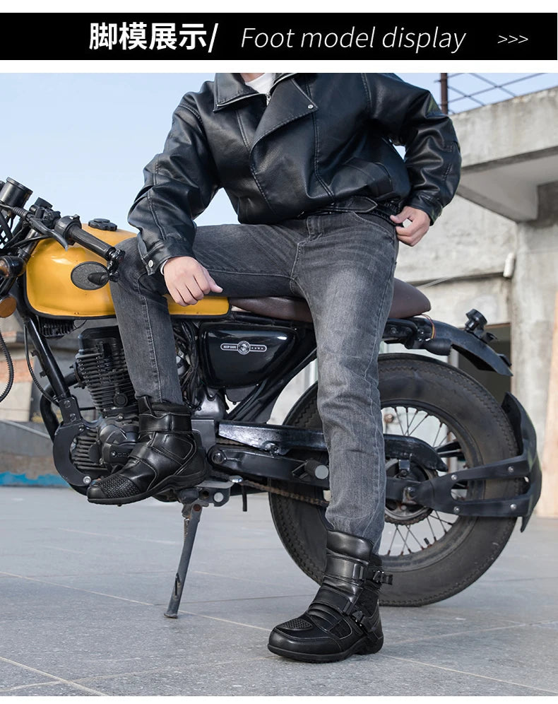 Man Motorcycle Boots New Breathable Anti-fall Rider Road Racing Motorcycle Shoes Microfiber Leather Men's Motos Protection Boot