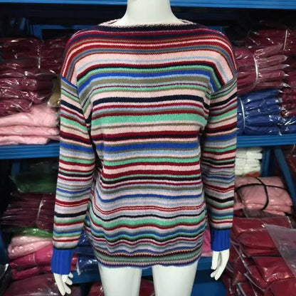 2025 Spring Knitted Women Sweater Print O-neck Long Sleeve Casual Loose Sweaters Female Winter Elegant Trendy Ladies Clothes