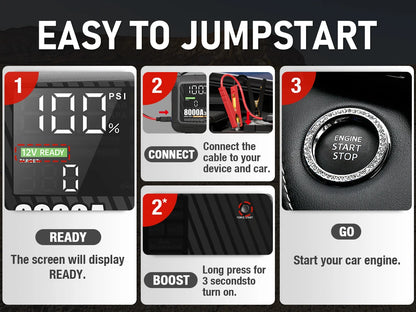 8000A Professional Heavy Duty Car Jump Starter With Air Pump Powerful Car 12V Car Battery Starter Booster Starting Device