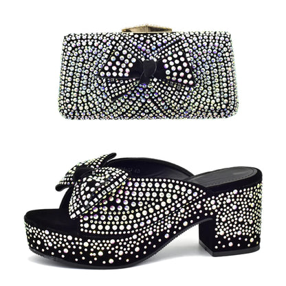 New Arrival Shoes and Bags Set for Women 2025 Women Shoe and Bag Set Decorated with Rhinestone Elegant Woman Heeled Pumps