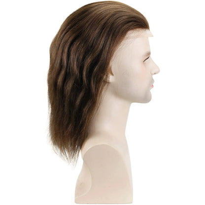French Lace Front Mens Toupee Hair 12inch Long Hair Replacement System For European Virgin Human Hair Pieces Lace Front Man Wigs