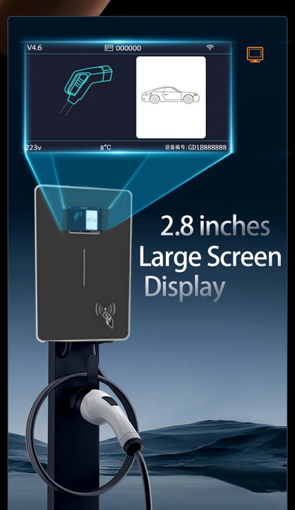 JIGU 1-phase 7kw 32A Type 2 Electric Vehicle Charging Station 3-phase 11KW 22KW EV Charger WIFI Bluetooth Wallbox Car Charger