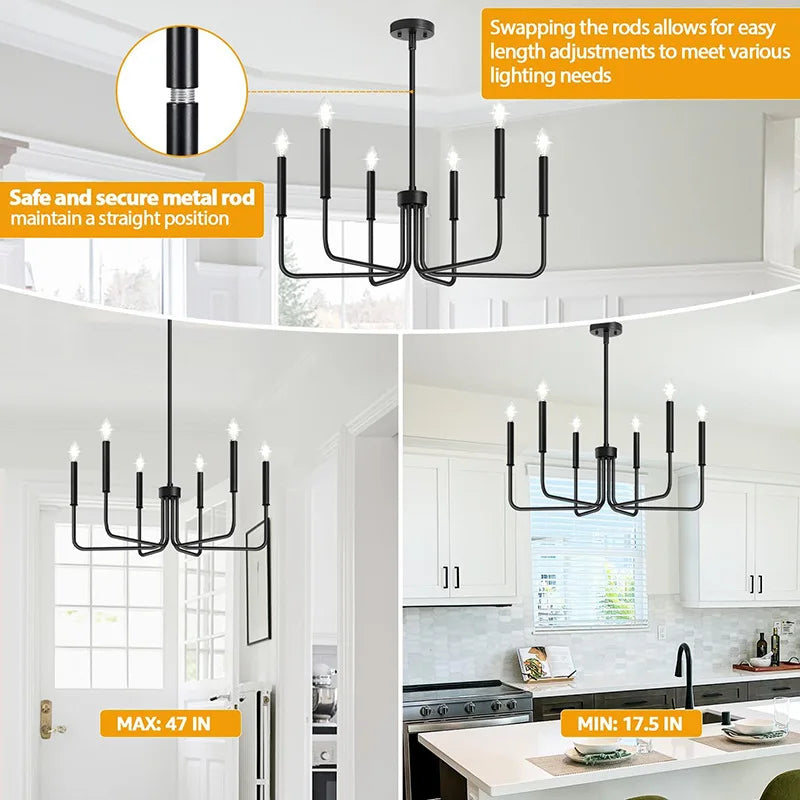 Retro Loft Candle Chandeliers Light Simple Iron Chandelier Pendant Lights for Living Room Dining Room Suspension Lamp AC110-260V