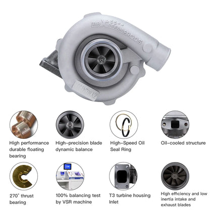 T3 T4 T04E .57 A/R Universal 5 Bolts Turbo Turbocharger for 1.5L to 2.5L 400HP T3 Flange