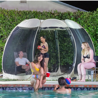 Pop Up Panoramic Mesh Tent Large Full View Mesh Tent for Backyard Patio Camping Picnic Beach Bug Proof High Ventilation