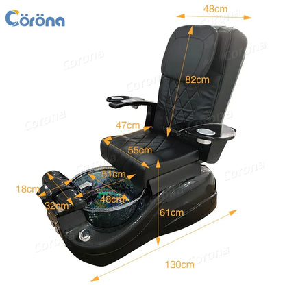 Spa Pedicure Chairs Luxury Nail Salon Reclining Electric Foot Spa Chair Black Pedicure Chair No Plumbing for Sale