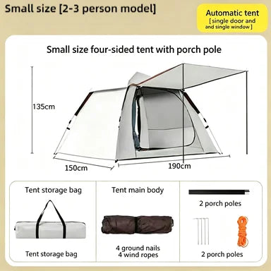 Foldable Portable Camping Tent Enhanced Ventilation Waterproof Wind & Rain Resistant With Storage Bag