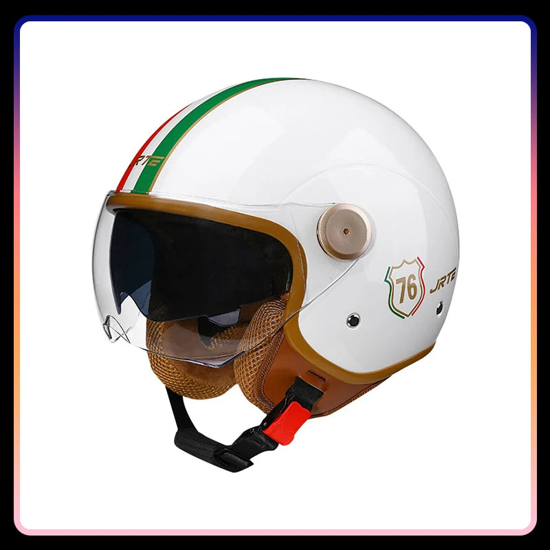 Open Face Motorcycle Helmets Biker 3/4 Open Face Helmet Men Women Retro Electric Scooter ABS Shell Moto Jet Helmet DOT Approved