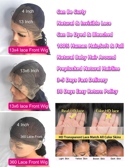 250 Density Body Wave 13x6 Hd Lace Frontal Wig Human Hair 30 40 Inch 13x4 Hd Pre Plucked Lace Front Wigs For Women 360 Full Lace
