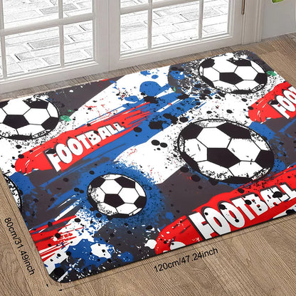 Football-Themed Suitable for Indoor Game Rooms & Soccer Decor - Machine-Washable Soft Floor Mat with Soccer, for ' Bedrooms & Ro
