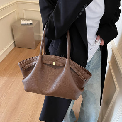 MOODS Lychee Pattern Underarm Shoulder Bags For Women Soft PU Leather Large Capacity Mini Tote Bag 2025 Luxury Designer Handbags